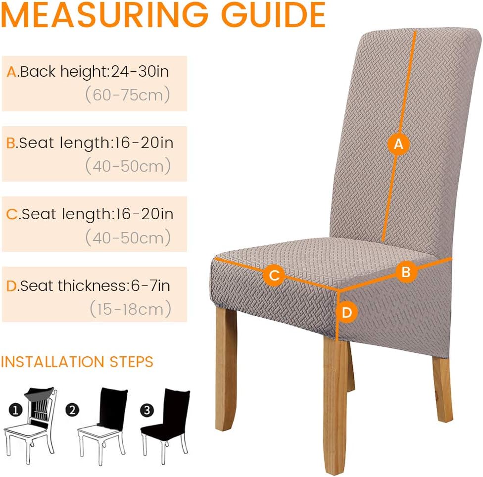 LiveGo Large Size Dining Chair Covers Set of 4,Dining Room Chair Slipcovers,Stretch Removable Washable Large High Back Parsons Chair Covers for Dining Room,Hotel,Kitchen,Banquet,Home(Camel,Pack of 4) - Image 3