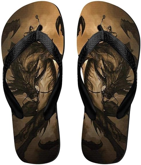 Amazon.com | FA0034 Dragon Rider Beach Slippers Sandals Flip Flops Unisex | Sandals