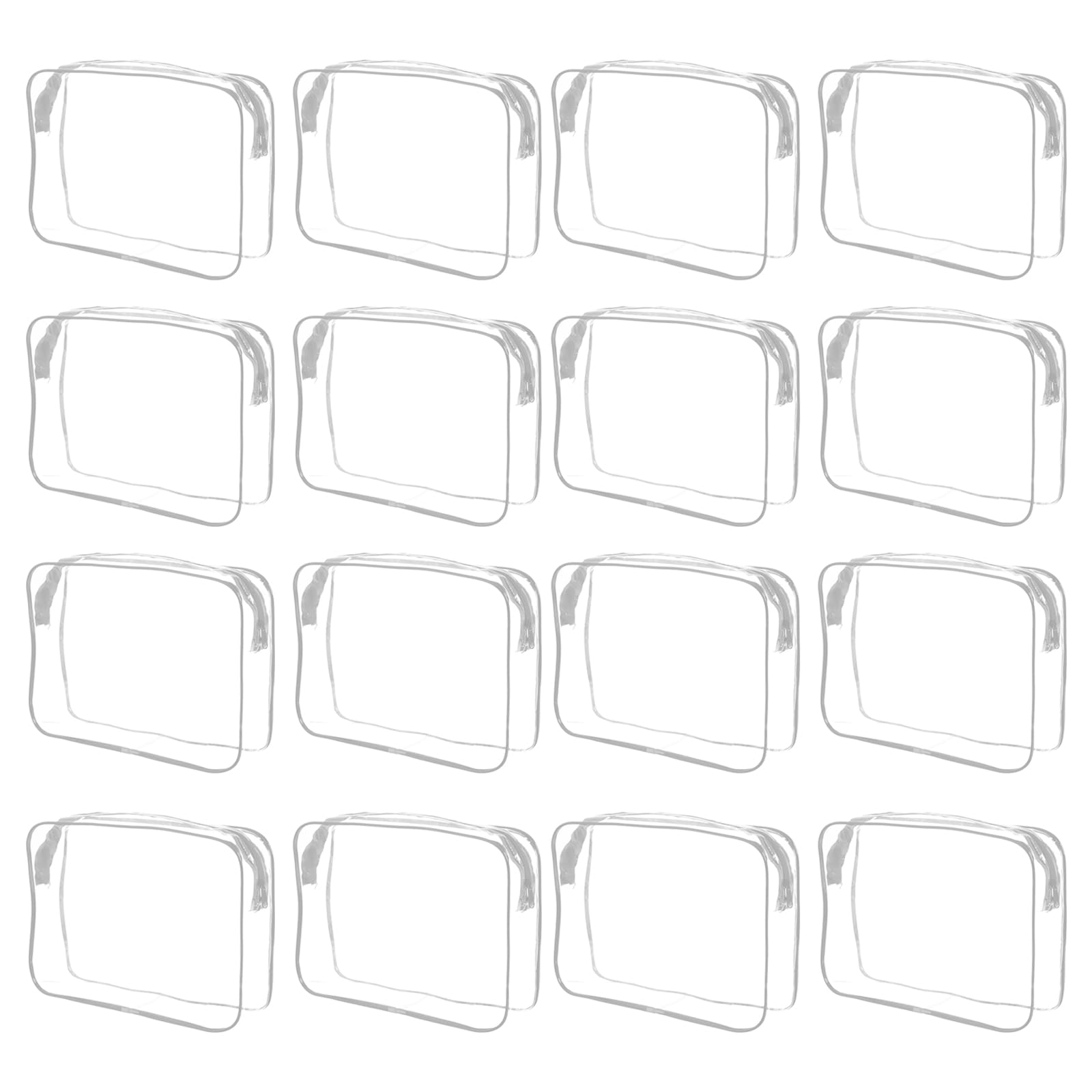 Photo 1 of 16 Pcs Clear Makeup Bag Bulk Toiletry Bag for Travel, Water-proof PVC Zippered Clear Pouch Cosmetic Makeup Bag Plastic Organizer Case for Vacation Bathroom Travel & Daily Use(White Medium)