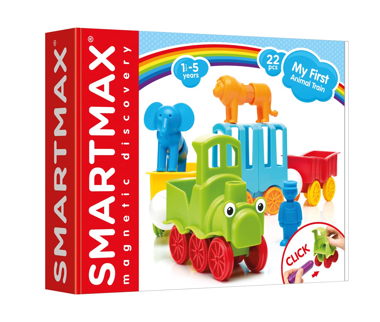 SMARTMAX - My First Animal Train, Magnetic Discovery Play Set, 25 pieces, 1-5 Years