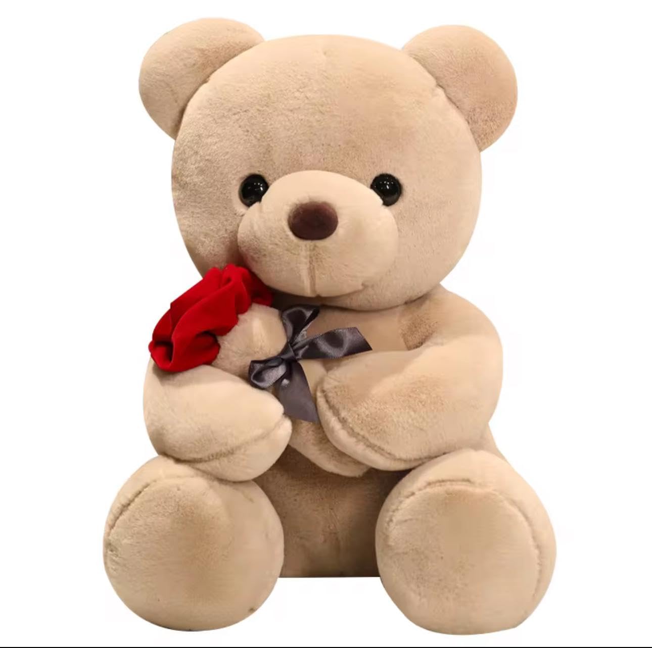 Soft Teddy Bear with Rose – Plush Stuffed Animal Gift for Valentine’s Day, Birthday, Anniversary, Kids & Couples – Ultra Soft Cute Bear Toy (25cm / 35cm / 45cm) (Brown, 25cm)