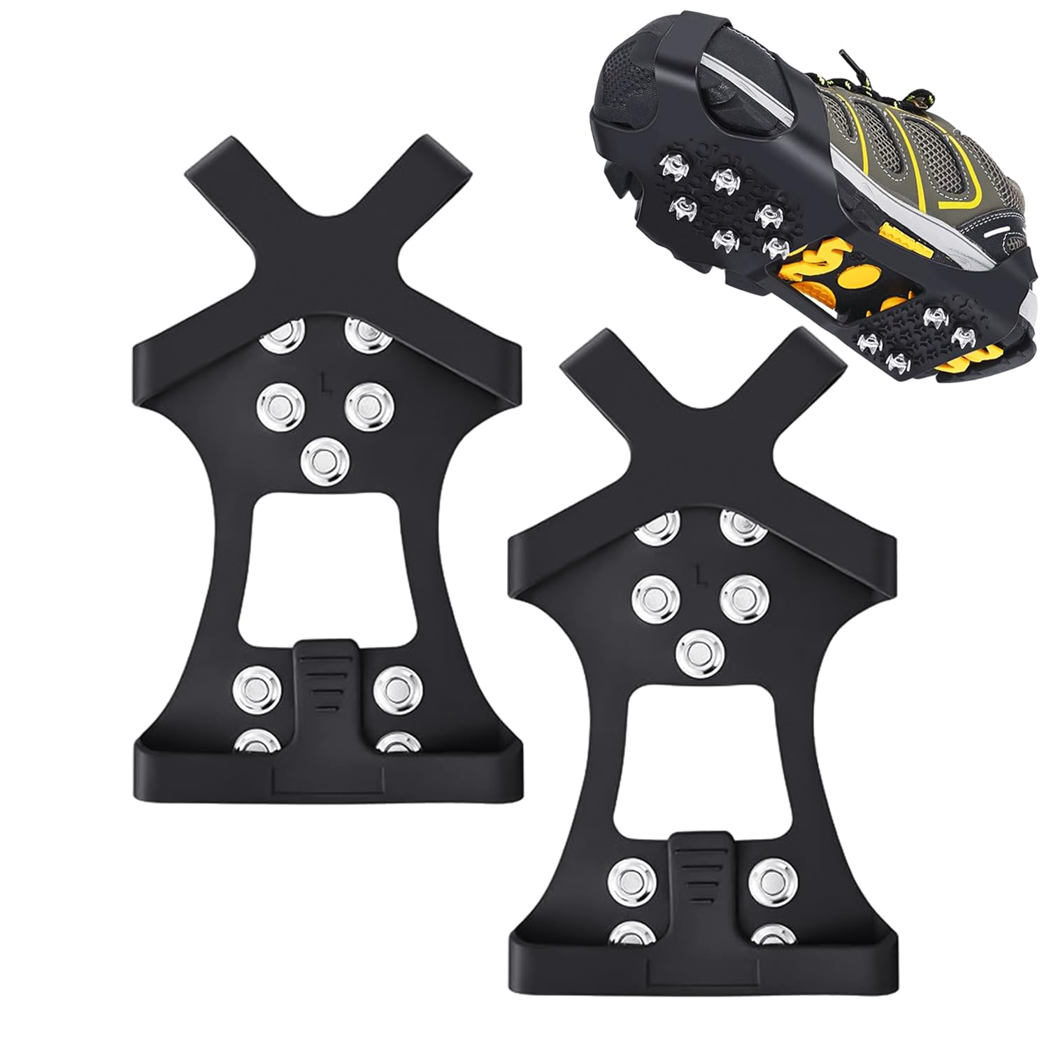 OAAO 1 Pair Of Anti-Slip Spikes, Ice And Snow Non-Slip Shoes, Shoe Spikes, 10-Tooth Ice And Snow Traction Spikes, Stainless Steel Shoe Spikes