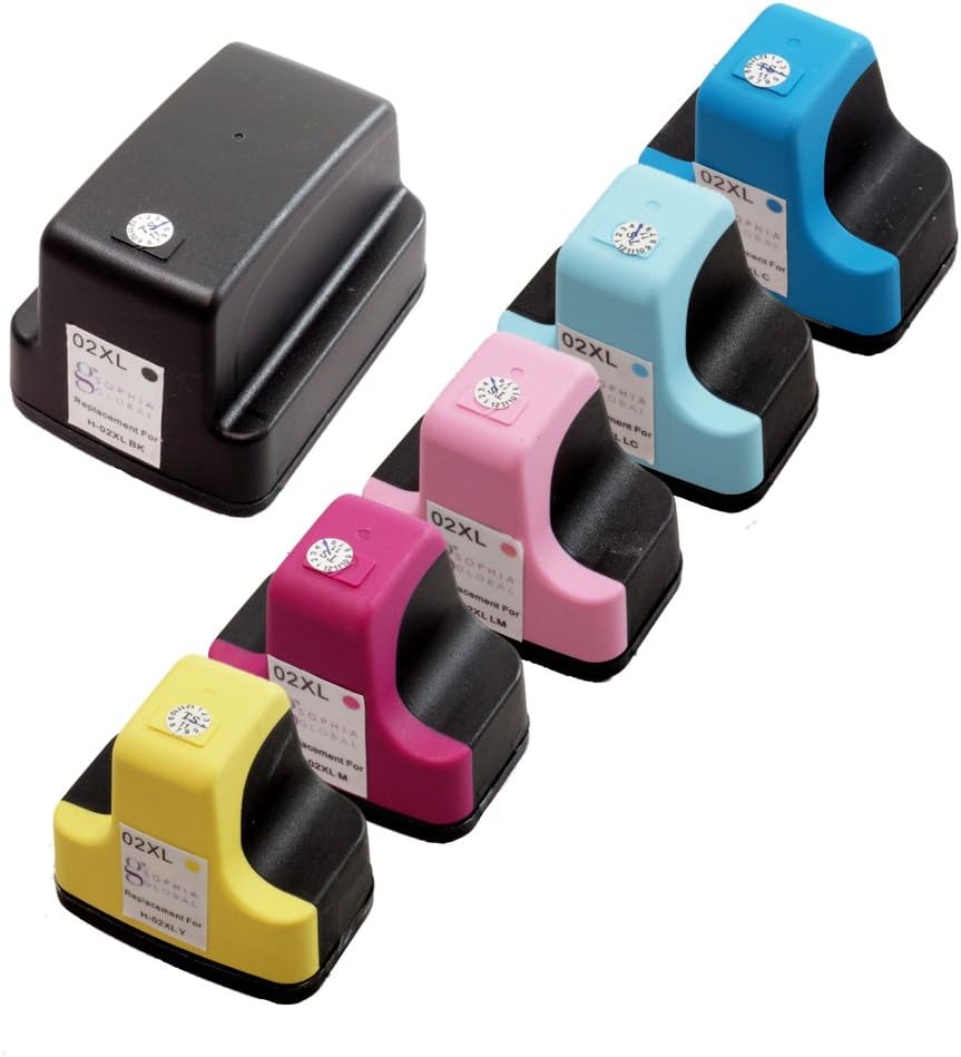 Sophia Global Remanufactured Ink Cartridge Replacement for HP 02XL (1 Black, 1 Cyan, 1 Magenta, 1 Yellow, 1 Light Cyan, 1 Light Magenta)