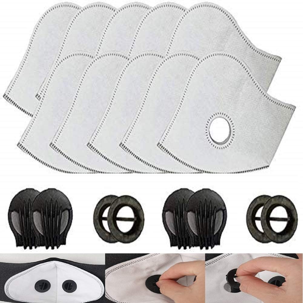Yoruii Set of 10 Activated Carbon N99 PM2.5 Filters Air Purifier Active Carbon N99 Filters for Mesh or Neoprene Mask with 4 Exhaust Valves Replacement Dust