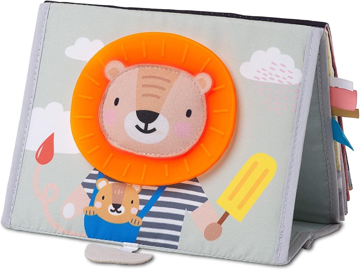 Taf Toys Savannah Tummy-time Newborn Baby Book. Double-sided Sensory Pages Includes Baby Safe Mirror, High Contrast Pictures, Crinkle Textures & Baby Teether. Gift Suitable for Boy & Girls from Birth