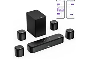 ULTIMEA 7.1ch Sound Bar with Dolby Atmos, Surround Sound System for TV with 4 Surround Speakers, Sound Bar for Smart TV with App Control, Soundbar with Subwoofer for Home Theater, HDMI eARC, Aura A60