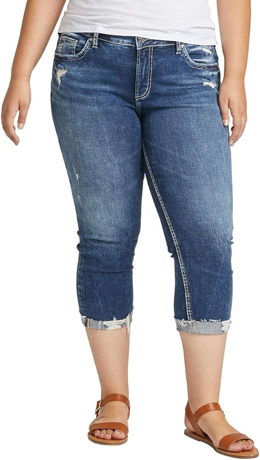 silver capris plus size