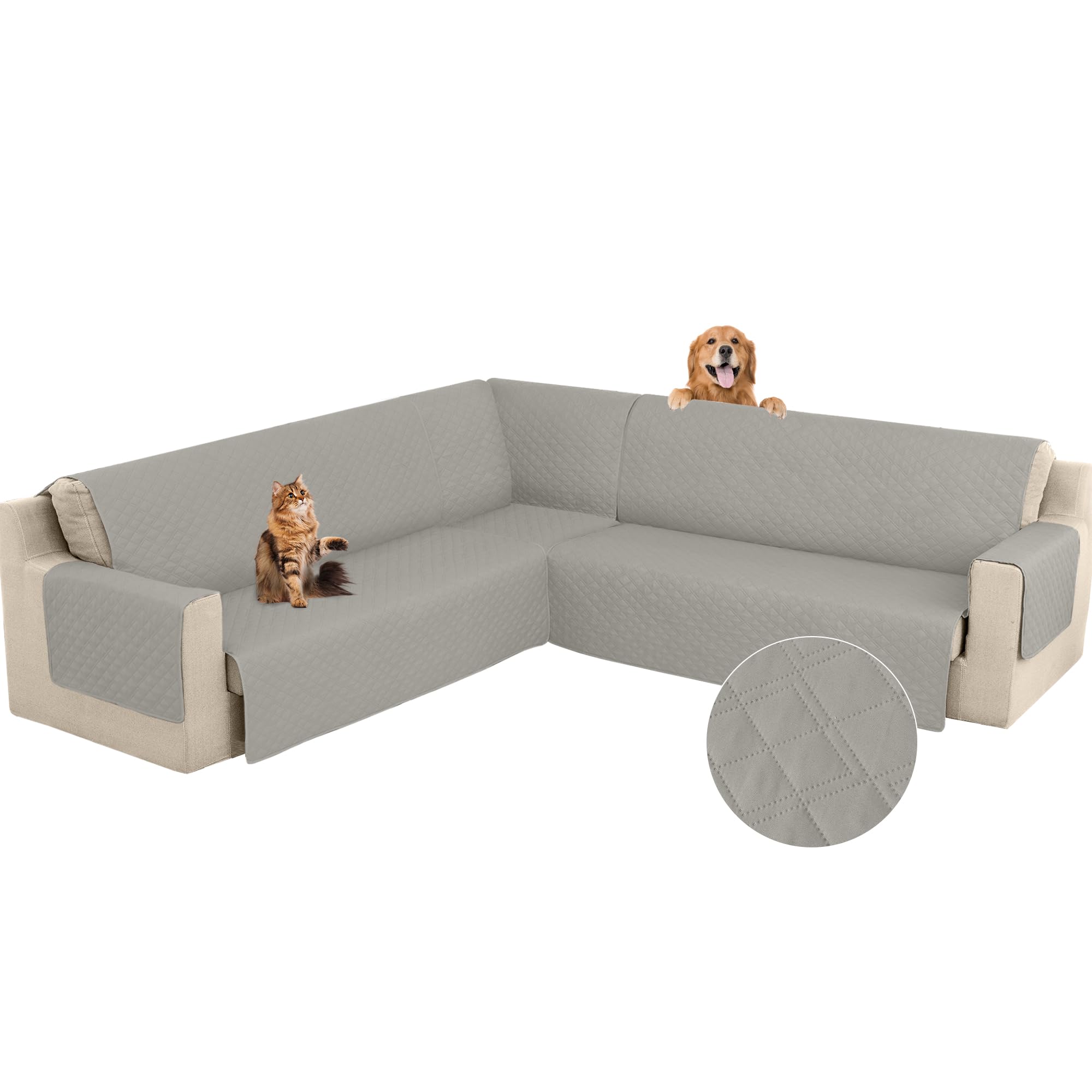 Photo 1 of Arfntevss Corner Sectional Couch Covers for Sectional Sofa L Shaped Sofa Cover Washable Quilted Sofa Slipcover 4-Piece Non Slip U Shape Couch Cover Pet Dog Furniture Protector (Taupe, Large)