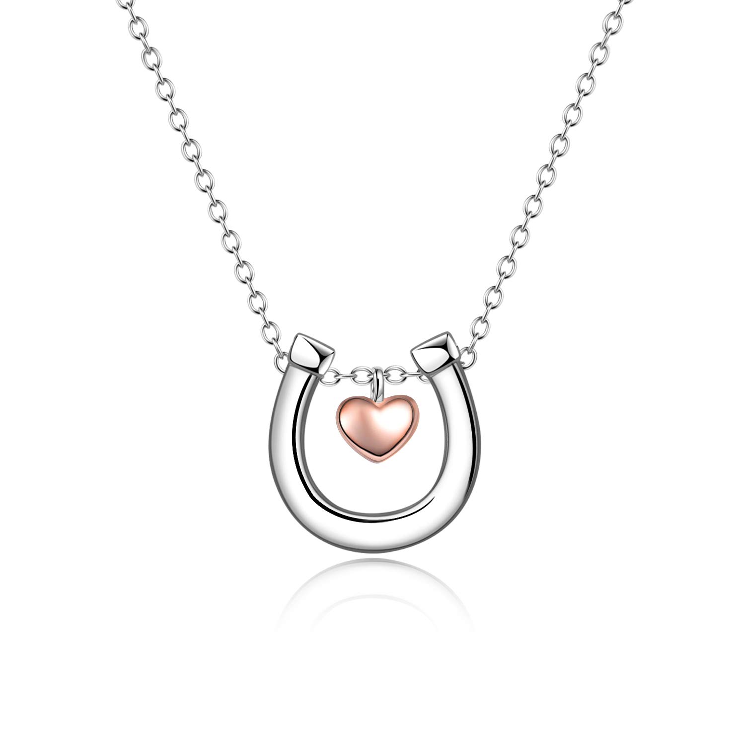 YFN Horseshoe Necklace 925 Sterling Silver Horse Pendant Fashion Jewellery Gifts Women Girls (Horseshoe Ⅱ)