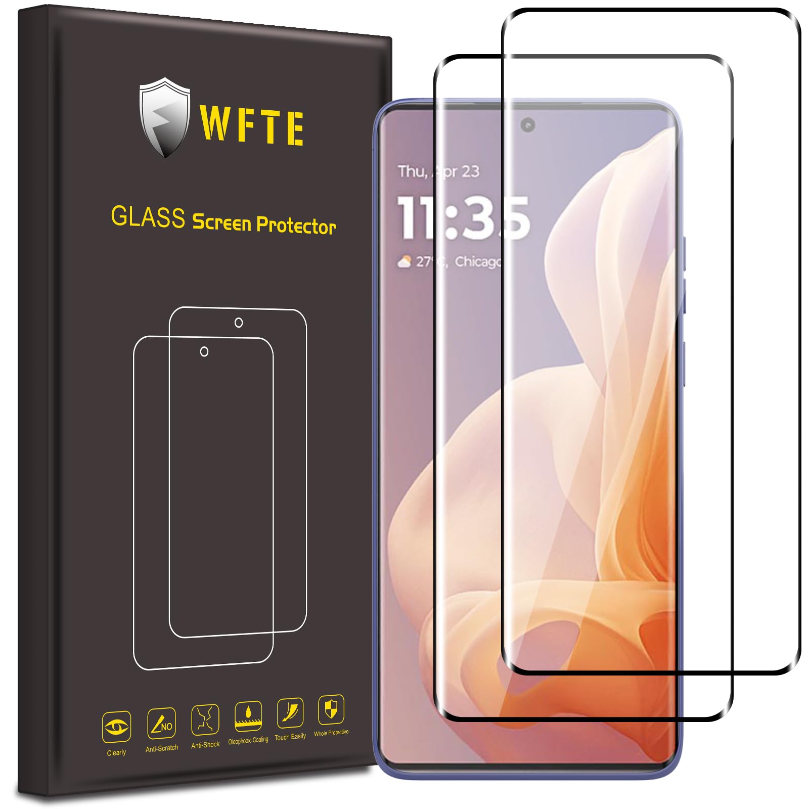 WFTE 2-Pack Screen Protector for Motorola Moto G85 5G/Motorola Edge 50 Fusion,Anti-Scratch,Anti-fingerprint,Bubble-Free,Dust-Free Premium Tempered Glass Screen Protector For Moto G85