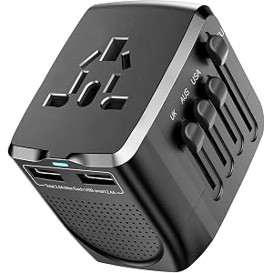 International Travel Adapter Voltage Converter Combo for 100V-240V with 2 USB Ports, USA to UK Europe Australia 200+ Countrie