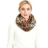 Lina & Lily Leopard Animal Print Women's Winter Infinity Scarf Double Loop Faux Fur