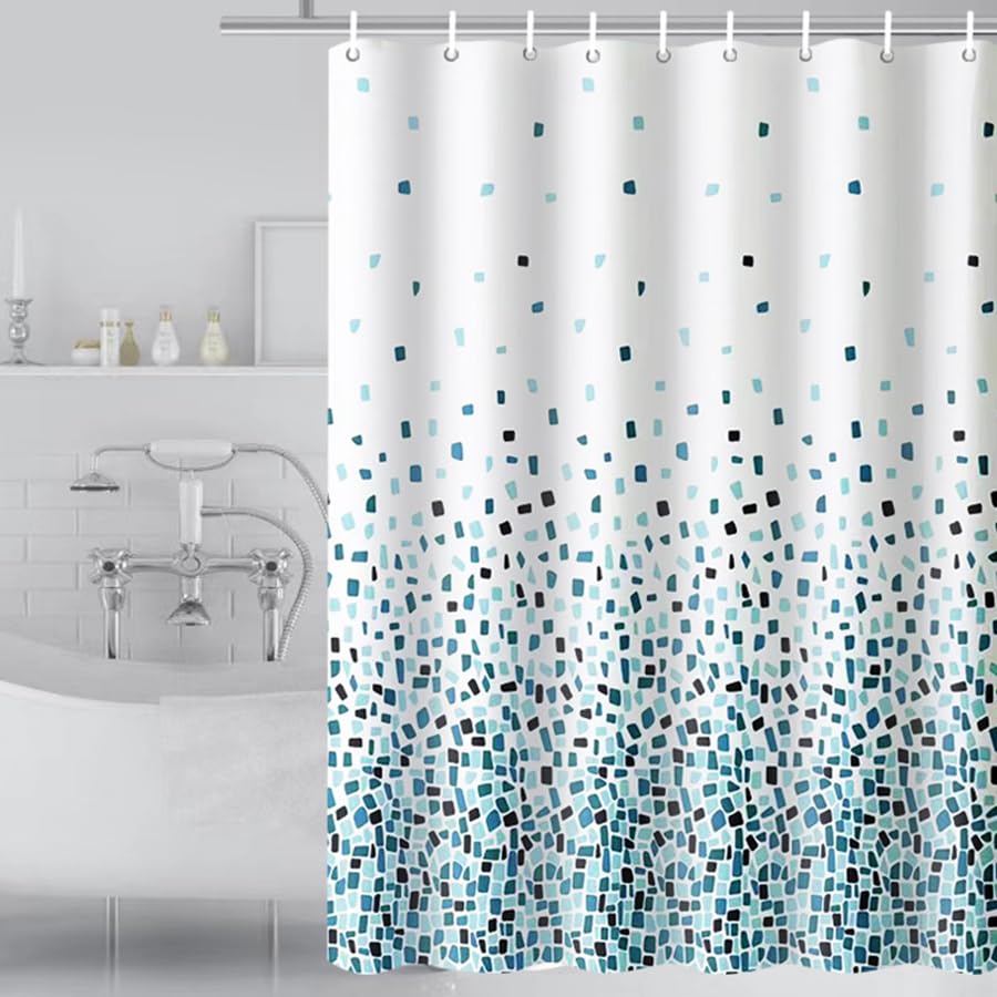 Tennove Shower Curtain 200x200cm Mildew Resistant Waterproof Polyester Bathroom Shower Curtain Liner Long Washable Decorative Bath Curtain with Hooks, Weighted Hem