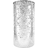 WGVI Hurricane Candle Holder Sleeve, W: 3", Ht: 6", Silver Speckled Glass Cylinder Open Both Ends, Chimney Tube Shade, 1 Piece