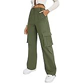 AB-Eleven Cargo Pants for Women High Waisted Wide Leg Casual Pants with 4 Pockets Baggy Cotton Pants Y2K Streetwear
