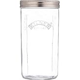 Kilner 1 Litre Fermentation Jar Set Wide Mouth Glass Jar with Silicone Valve Lid, Ceramic Weights &amp; Recipe Booklet, Ideal for Small Batch Fermentation