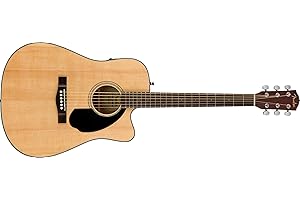 Fender CD-60SCE Dreadnought Cutaway Acoustic Electric Guitar, with 2-Year Warranty, Fishman Pickup and Preamp System, Natural