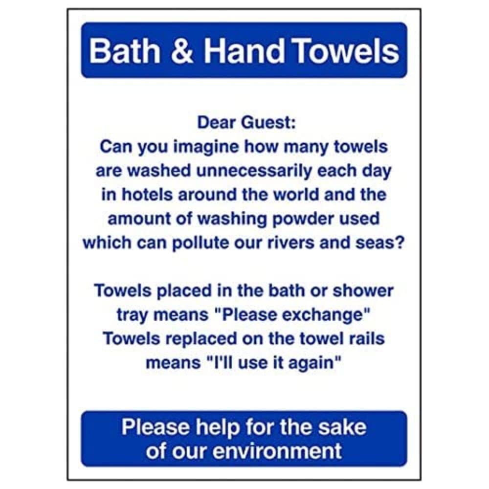 V Safety Eco Friendly Mandatory General - Bath and Hand towels - 150 x 200 mm Safety Sign