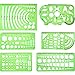 Frienda 6 Pieces Drawings Templates Measuring Template Plastic Geometric Rulers for Office and School, Clear Green