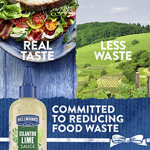 HELLMANN’S SAUCE FOR A REFRESHING CONDIMENT, DIP AND DRESSING CILANTRO LIME GLUTEN FREE, DAIRY FREE, NO ARTIFICIAL FLAVORS, NO HIGH-FRUCTOSE CORN SYRUP 9 OZ
