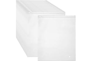 ENPOINT Frosted Zipper Poly Bags, 50PCS 14x16 inch Plastic Bags for Clothes Tshirt Packing, Shipping Zip Bag for Sweater, Skirt, Organizer Storage, Clear Packaging Plastic Bags for Selling Products