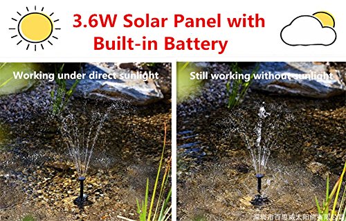 Solar Fountain Water Pump Kit With Battery Backup And LED Lights Solar Power Panel Upgraded Submersible Sprayer Pumps 9V/3.6W 260L/H