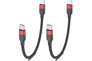 6 inch Short USB C to Lightning Cable [MFi Certified], 0.5ft 2 Pack USBC iPhone Charger Cord Braided Short USB-C to Lightning