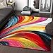 Well Woven Aurora Multi Red Yellow Orange SwirlLines ModernGeometric Abstract Brush Stroke Area Rug(7'10inx9'10in)Easy Clean Stain Fade Resistant Shed Free Contemporary Painting ArtStripe Thick Soft