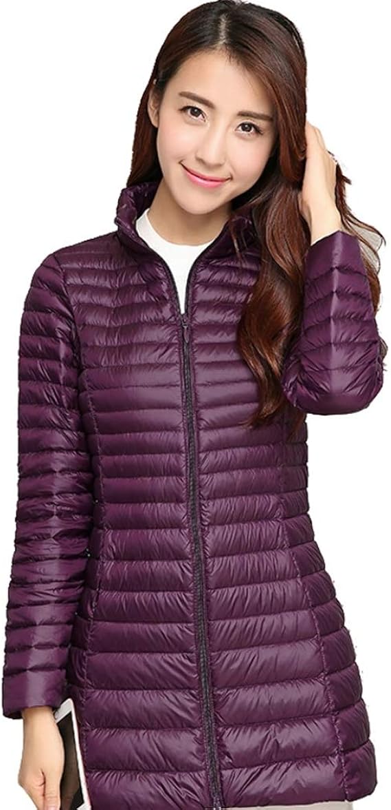 Amazon レディース インナー ジャケット ダウン ジャケット インナーダウン 長袖 ロング丈 ダウン ウインター コート 軽量 ダウン ジャケット 薄手 山ガール ファッション 防寒着 暖かい 防風 スタンドカラー ファスナー付き コート ジャケット 通販