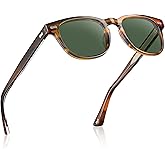 CARFIA Modern Retro Small Face Polarized Sunglasses for Men Classic Square Hand-crafted Acetate Frame CA2132