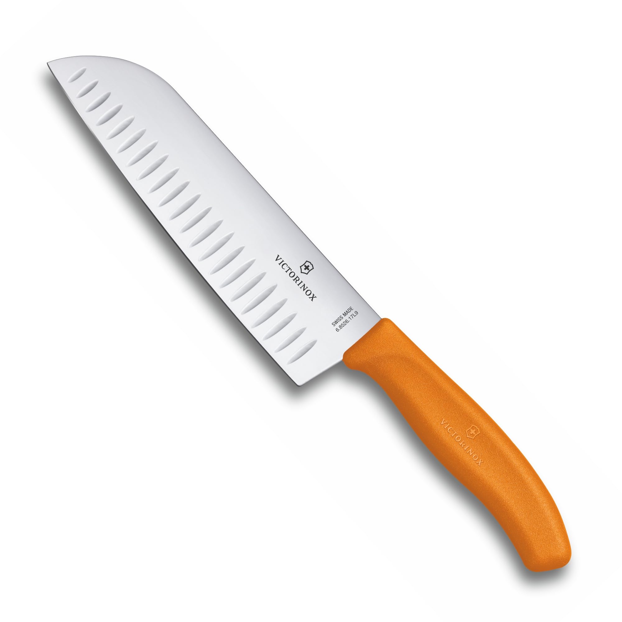 Victorinox Swiss Classic Santoku knife, Asian-style knife, extra-sharp blade, bevelled edge, 17 cm, stainless steel, blister, Orange — image 1