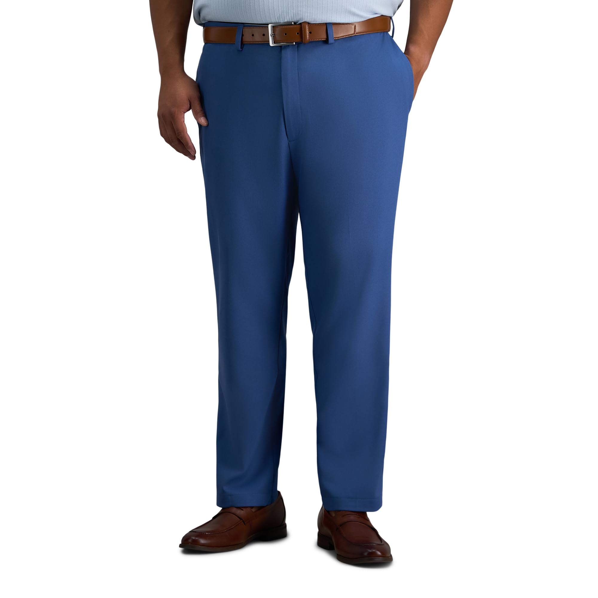 Haggar Men's Cool Right Straight Fit Big and Tall Casual Pant - Dark Blue 46x29 Image