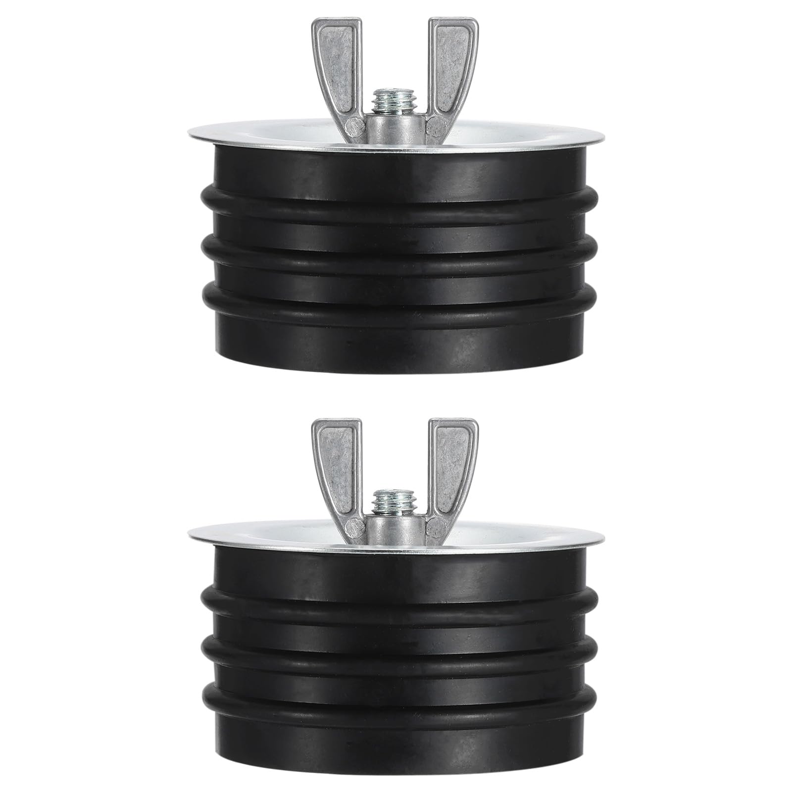 PATIKIL 3 Inch Sewer Cleanout Cap, 2 Pcs Steel Mechanical Test Plug Expansion Pipe Plug Sewer Cleanout Cover Durable Sewer Pipe Plug Fit for Most Pipes Sink Pools, Black