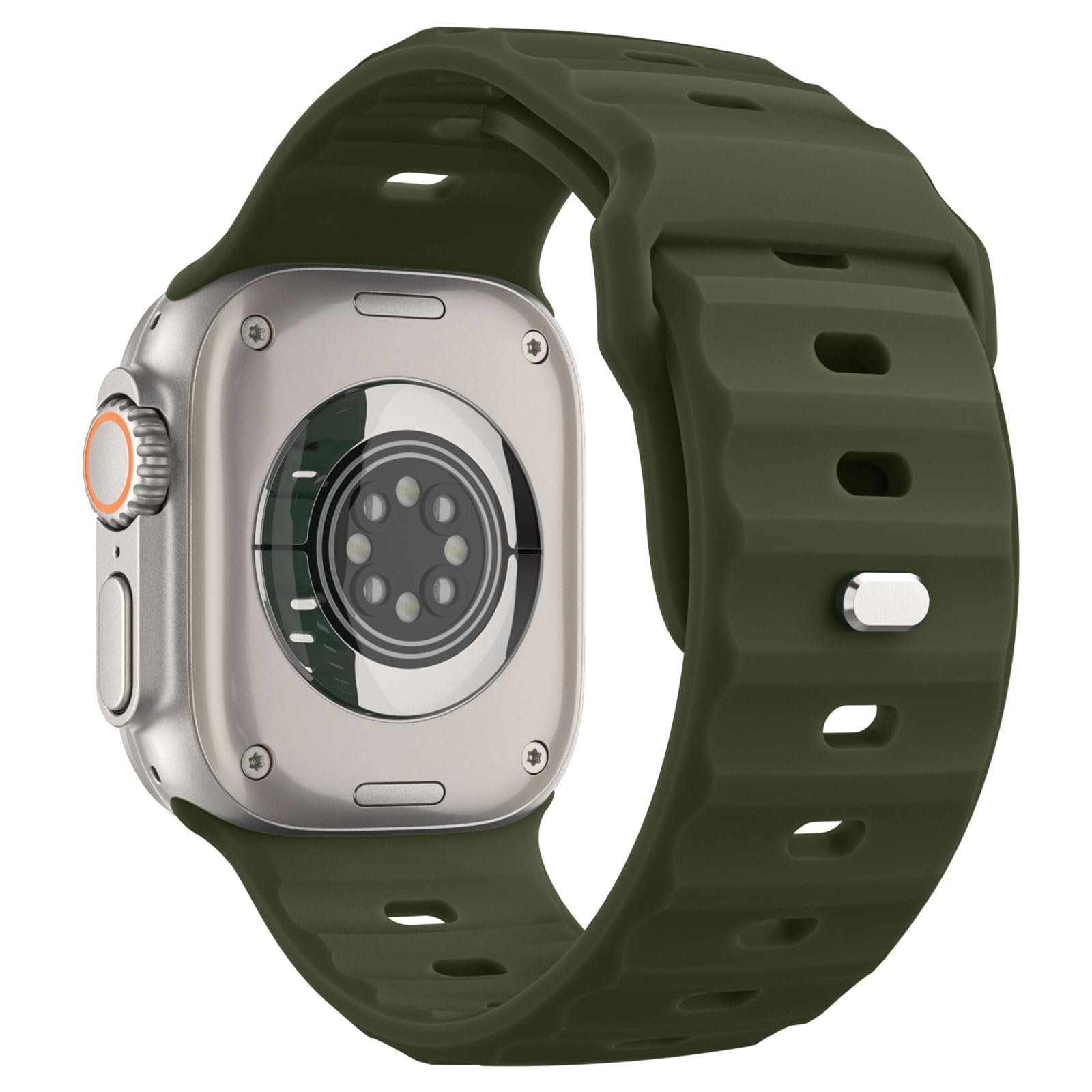 MoKo Ocean Band Compatible with Apple Watch Ultra 3/2/1 49mm,S11/S10 46mm,9/8/7 45mm,SE3/SE2/SE/6/5/4 44mm,3/2/1 42mm,Silicone Replacement Strap Wrist Band for Men Women, Army Green