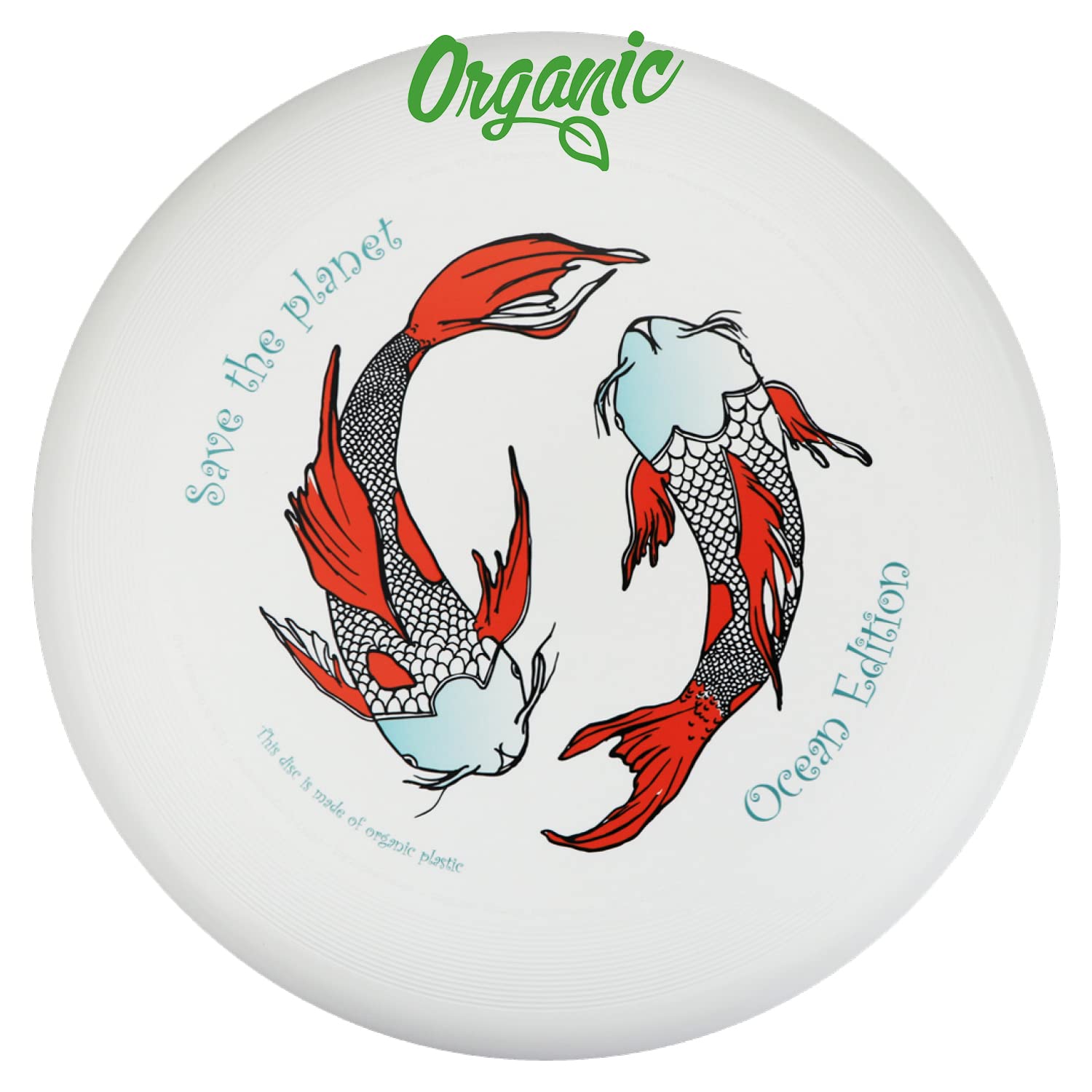 Eurodisc 175g Organic Plastic Frisbee, Stable Trajectory, Save the Planet Ocean Edition, Kois, Jellyfish, Calmar, 27.5cm, 100% Renewable Raw Materials, Wind Resistant