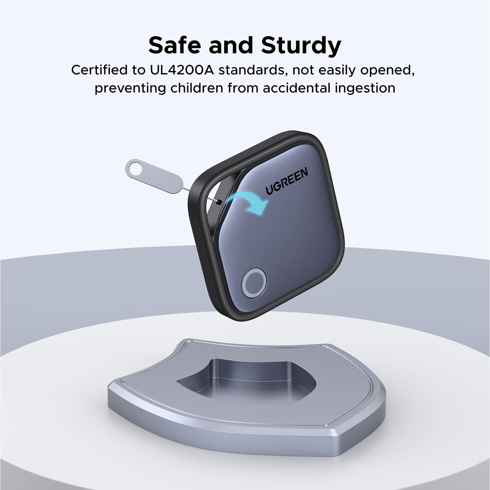 UGREEN FineTrack Smart Finder Compatible with Apple Find My (iOS Only) 2-Year Replaceable Battery Bluetooth Tracker Tags, Item Finder Smart Tag for Key Luggage Passport with Alarm& Left-Behind Remind