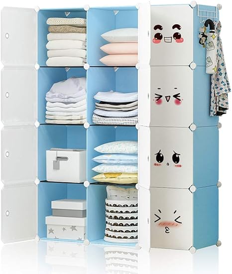 Amazon Yozo モジュラークローゼットポータブルワードローブ子供用ドレッサーストレージオーガナイザー 衣類ラック キューブシェルフ 多機能diy家具 ブルー 12個 クローゼット吊り下げ収納 オンライン通販