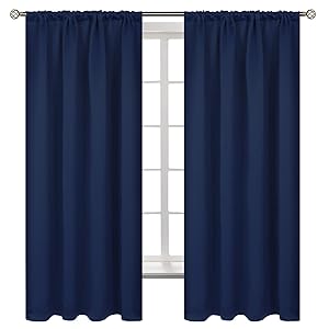 BGment Rod Pocket Blackout Curtains for Bedroom - Thermal Insulated Room Darkening Curtain for Living Room, 42 x 63 Inch, 2 Panels, Navy Blue