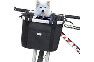 RAYMACE Bicycle Basket Dog Bike Handlebar Basket Front,Folding Detachable Quick Release Easy Install,Cycling Picnic Bag
