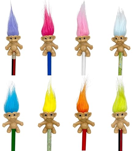 Yintlilocn Pacote com 10 bonecos trolls fofos, porta-chaves