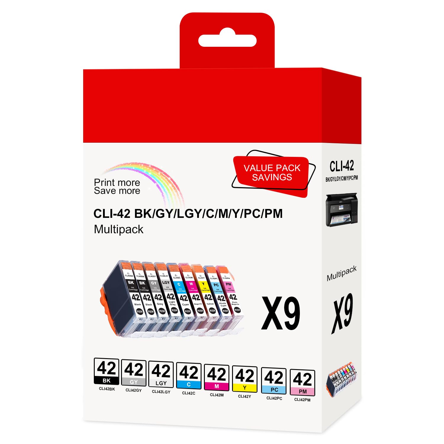 Photo 1 of CLI-42 Ink Cartridges Replacement for Canon CLI42 Ink Cartridges 8 Color Use with Pro-100 Pro 100 Printer (Canon Pro 100 Ink Cartridges 9-Pack)