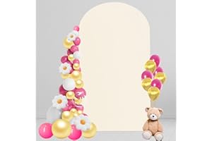 VLAKTEVEN 6 FT Arch Backdrop Cover, Wedding Arch Covers Stretchy Backdrop, Beige Spandex Arch Cover Birthday Chiara Arch Backdrop Stand Cover for Baby Shower Party Ceremony Decorations