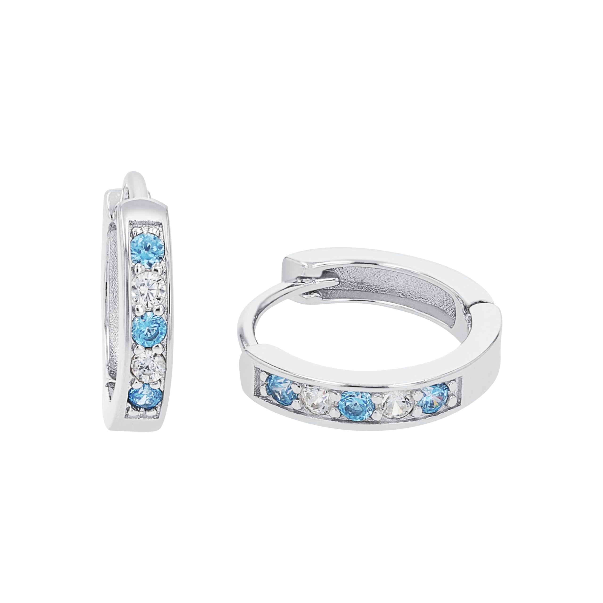 Amor Creoles Ear jewelry, with Zirconia synth., 1,25 cm, Turquoise, Comes in jewelry gift box, 2021280