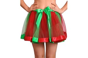 TWINKLEDE Christmas Tutu Skirt Festival Outfit Tulle Tutus Xmas Party Costume Tutu for Women and Girls (A Red & Green)