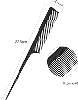 JeoPoom Carbon Hair Comb Fine Tooth 225x24mm Break-Proof Antistatic view 3