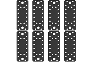 SYBDXJ 8 Pcs Black Flat Mending Plates for Wood, Metal Brackets for Braces, Metal Flat Straight Brace Brackets with Holes, Fixing Joining Repair Plate Brace Brackets for Wood Furniture, 5.5x2.16x0.08 in