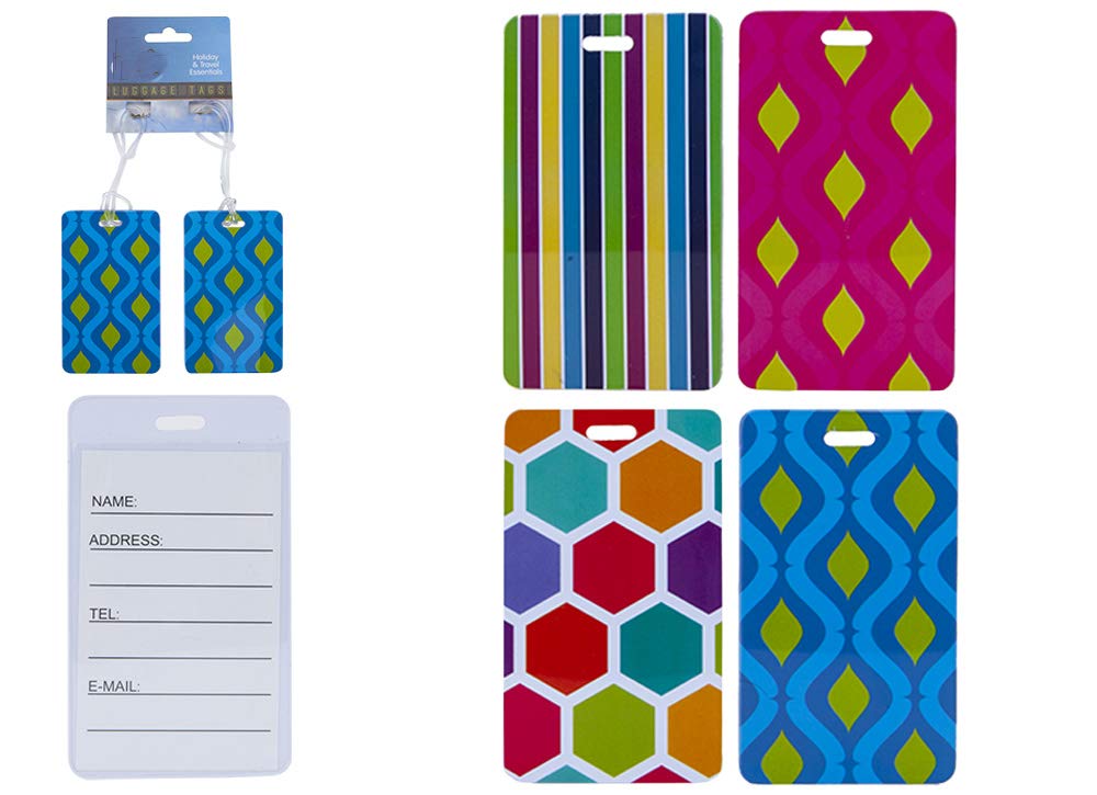 SHINE Silicone Luggage Tags Modern Travel Bag Suitcase ID Card Holder Variety Design Pack of 4 Modern Tags