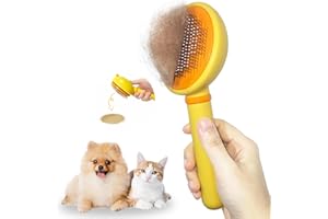 FUNBUDDY Cat Brush for Shedding, Self-Cleaning Slicker Brush for Indoor Cats, Gently Remove Loose Fur, Pet Grooming Massage Deshedding Tool, Suits Long & Short Haried Cats and Dogs