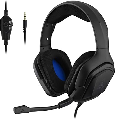 Korp Cobalt Auriculares Gaming - Auriculares estéreo, Ultra Ligero, Auriculares con Micrófono, Jack de 3.5 mm para PC, PS4, PS5, Xbox One, Mac, Tablet PC, Switch, Smartphone (Negro)