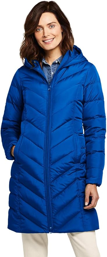 Amazon.com: Lands' End Womens Long Down Winter Coat Fresh Boreal Blue ...